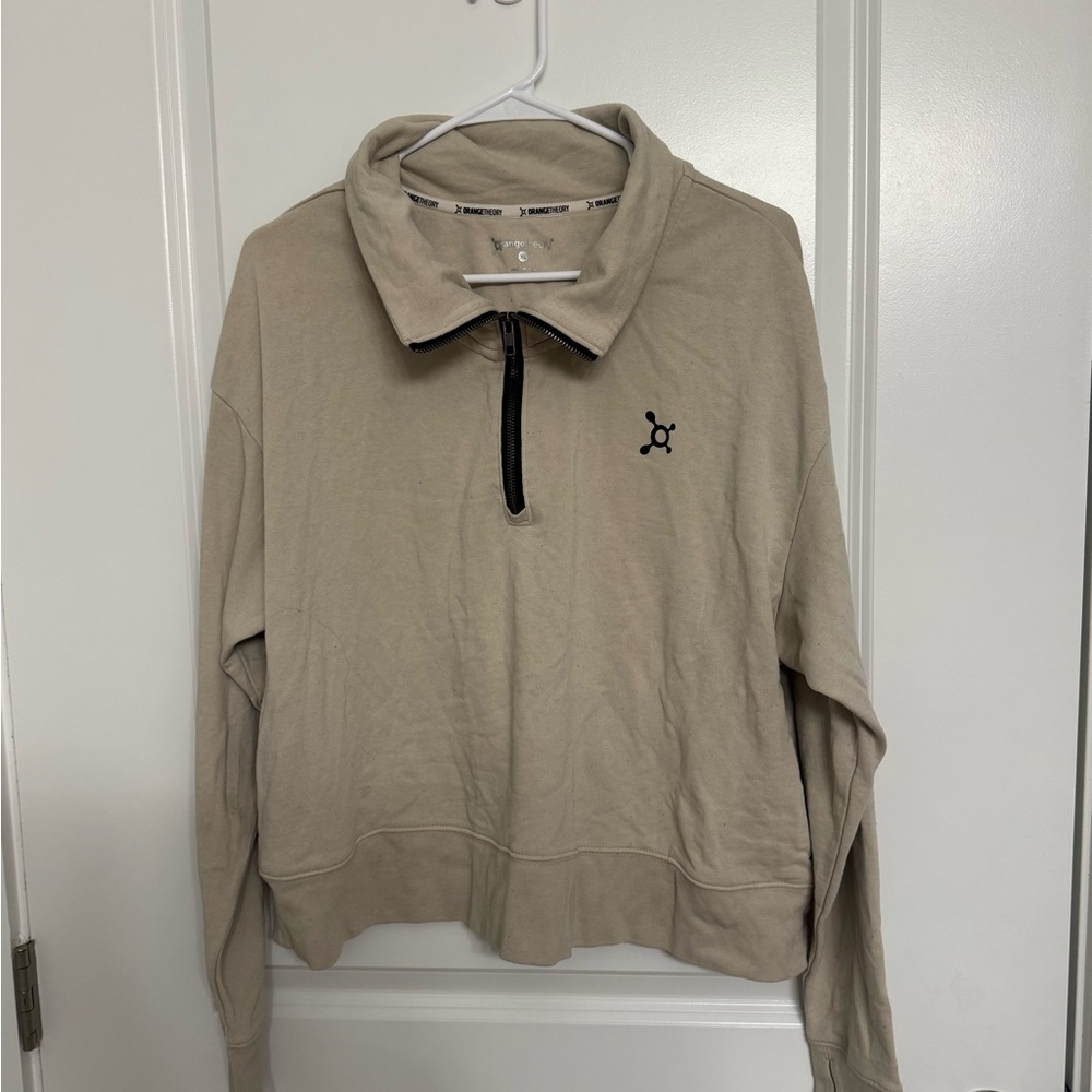Orangetheory Beige Quarter-Zip Pullover